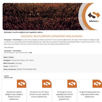 Biletwise Yalan Beyan İle Para İadesi Yapmıyor