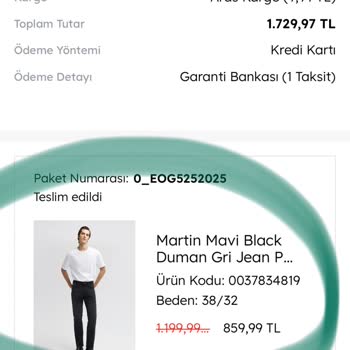 Mavi Jeans Ten Almış Olduğum Üründen Şikayetçiyim
