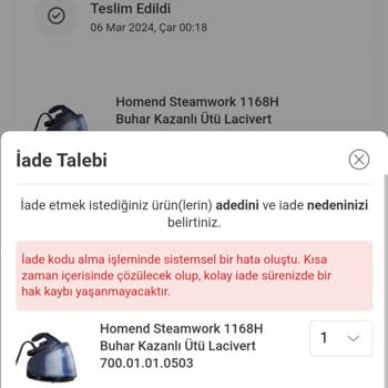 Homend Buhar Kazanlı Ütü