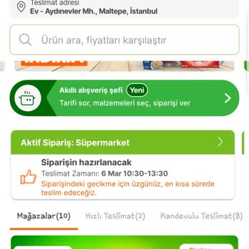 Hepsiburada / Carrefour Market Siparişi