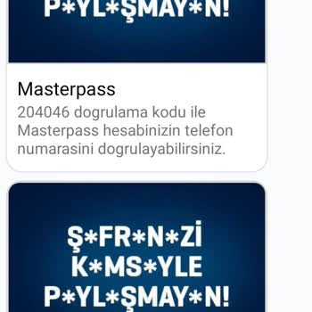 Masterpass Hesabının Doğrulanması İçin Mesaj Gelmesi