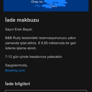 Booking.cok' Un Paramızı İade Etmemesi
