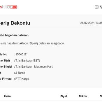 İndeks Kitap Siparişim Kargoya Verilmiyor