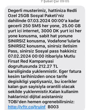 Vodafone Yeni Tarife Tutarsızlığı.
