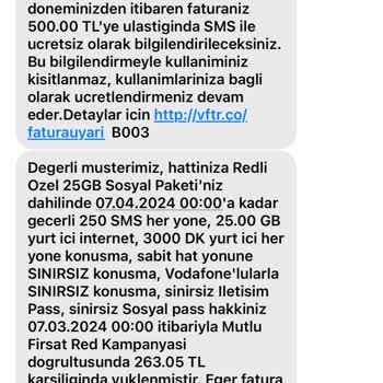 Vodafone Yeni Tarife Tutarsızlığı.