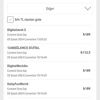 Vizyon Elektronik Para Hattımızdan İzinsiz Çekilen Ücretler