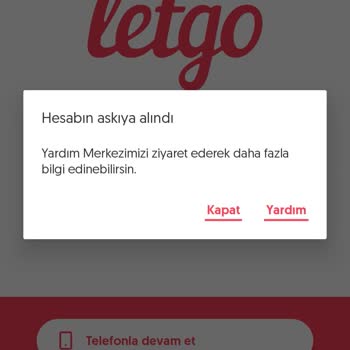 Letgo Hesap Aktif Olmuyor Askıya Alındı Uyarısı Veriyor