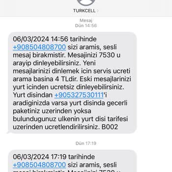 Engellenen Numaradan Turkcell'in Mesaj Göndermesi