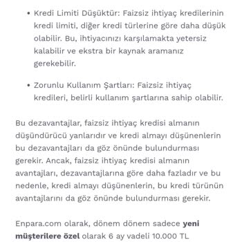 Enpara Faizsiz Kredi Fiyaskosu