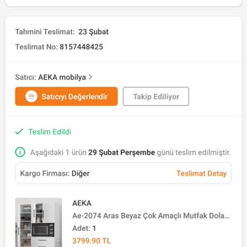 Aeka Mobilya Yanlış Kargo Teslim Edildi
