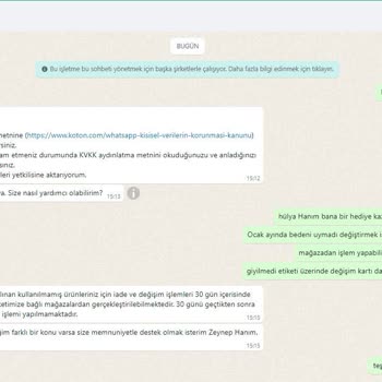 Koton Ürün Değişim Talebi