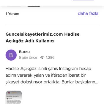 Guncelsikayetlerimiz.com Hadise Açıkgöz İftira Atıyor