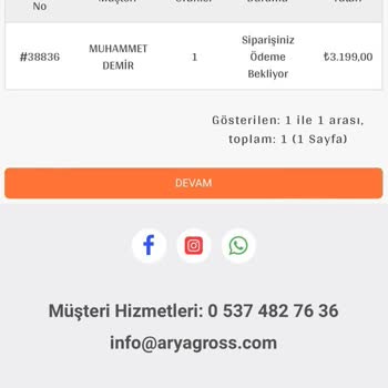 Arya Gross Geç Teslimat İşlemi