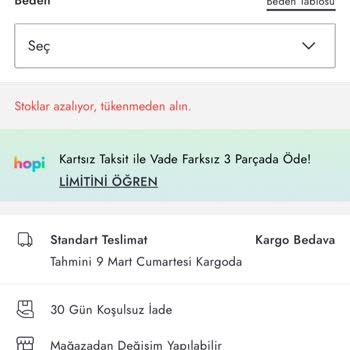 Boyner Uygulamasında Ki Uygunsuzluğu