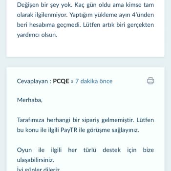 Paytr Mobile2 Global Oyun İçi Satın Alımın Hesaba Geçmemesi