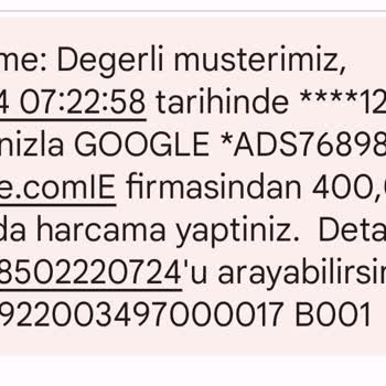 Google Bilgim Olmadan Yapılan Harcama