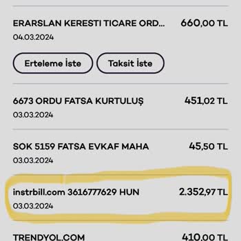 Trendyol Bilgim Dışında Yapılan İşlem