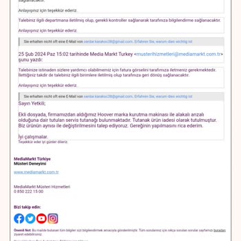 Media Markt Çamaşır Kurutma Makinesi Değişim Sürecinde Yaşanan Mağduriyet