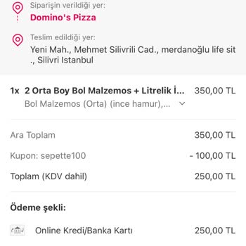 Domino's Pizza Yanlış Adrese Pizza Hüsranı Ve İade Sorunu