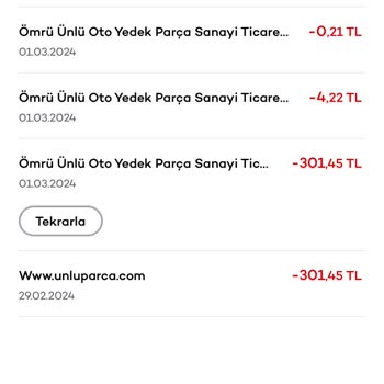Ünlü Oto (unluparca.com) Unluparca.com Para İadesi