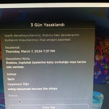 Roblox Küfürcülere Uyarı Veriyor