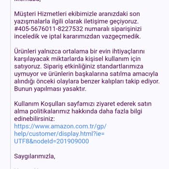 Amazon Haksız Sipariş İptali Mağduriyetim
