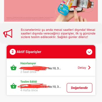 Hızlı Ecza Eksik Ürün Mağduriyeti