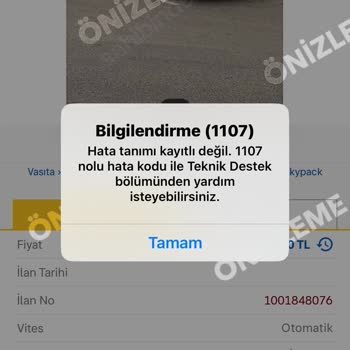 Sahibinden.com Üzerinden İlan Vermek İstiyorum Ama Sürekli Hata 1107 V