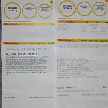TEDAŞ'tan Gelen Fatura
