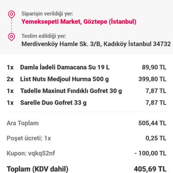 Yemeksepeti Market Eksik Ve Yanlış Ürün Teslimatı
