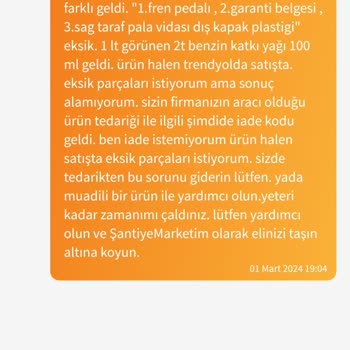 Incomplete Order Sent by Trendyol