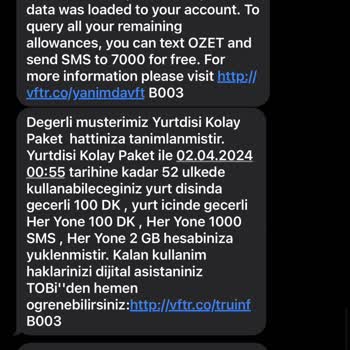 Vodafone Yurt Dışı Paketi Aldım Kullanamadım!