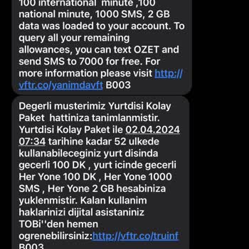 Vodafone Yurt Dışı Paketi Aldım Kullanamadım!