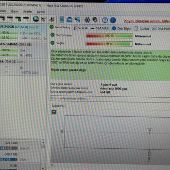 Daha Yeni Sandisk Marka SSD Nin Sağlığı Düştü