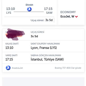 THY Yerine Anadolu Jet Uçağı Bileti Verilmesi.