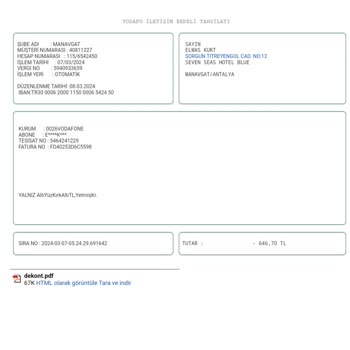 Vodafone Karttan Fatura Ödemesini Alıp Fatura Ödenmiyor