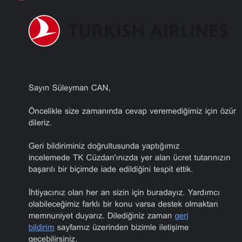 THY İptal Bilet İadesi TK Cüzdan Uygulaması