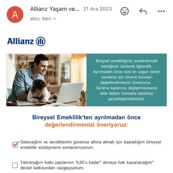 Allianz Hayat ve Emeklilik Allianz Pişmanlıktır. Tek Amaçları Parayı Vermemek