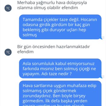 Taze Çiçek (tazecicek.com) Onlinedaki Çiçek Görüntüsü İle Gönderilen Çiçeklerin Kalitesi Farklı