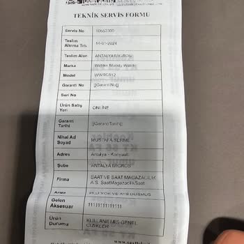 Welder Watch Saat & Saat Firmasından Almış Olduğum Welder Marka Saati Tamiri Hk