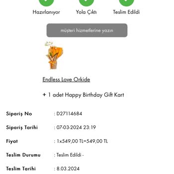 Taze Çiçek (tazecicek.com) Ürün Görseli Dışında Gönderim
