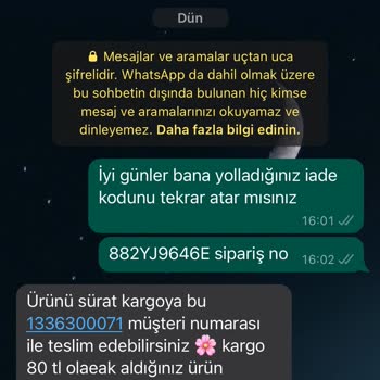 Merve Gültekin Giyim Mağazası İade Kargo Ücretini Alıcıdan Kesmekte