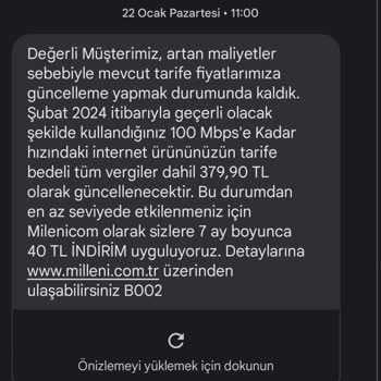 Millenicom İnternet Paketinde Beklenmedik Fiyat Artışı Ve İletişim Sorunları