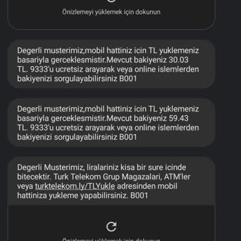 Türk Telekom Beklenen Onay SMS'i Ve Hesabımdaki Kayıp Bakiye