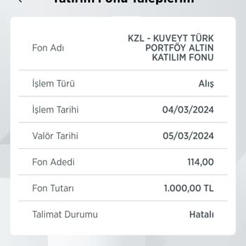Talimat Durumu Hatalı