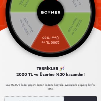 Boyner Hediye Çarkı İndirim Kuponu