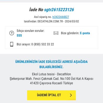Decathlon Elden Teslim Ettiğim Ürün Teslim Edilmedi Gözüküyor