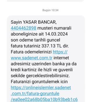 Sadenet Te İki Gün Kullanmadan 337,13 Lira Fatura Geldi