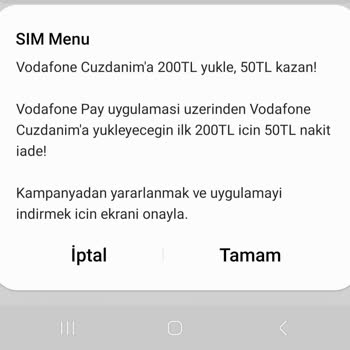 Vodafone Sim Menü Üzerinden Ekrana Gelen Satış Yöntemi