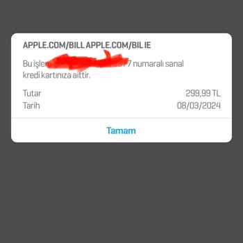 Apple Sanal Kredi Kartımdan Habersiz Harcama